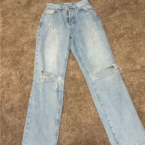 PacSun Light Blue Ripped Straight Leg Jeans